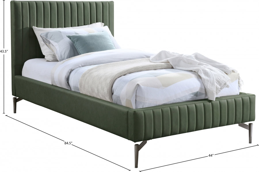 Gallo Vegan Leather Twin Bed Green - GalloGreen-T