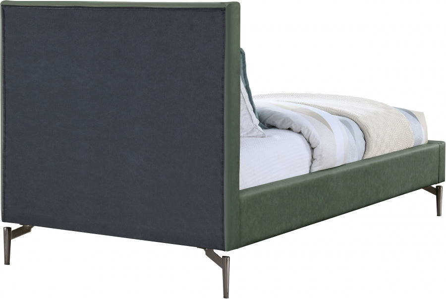 Gallo Vegan Leather Twin Bed Green - GalloGreen-T