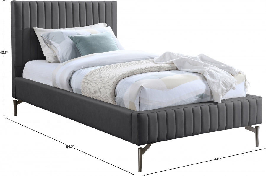 Gallo Vegan Leather Twin Bed Grey - GalloGrey-T