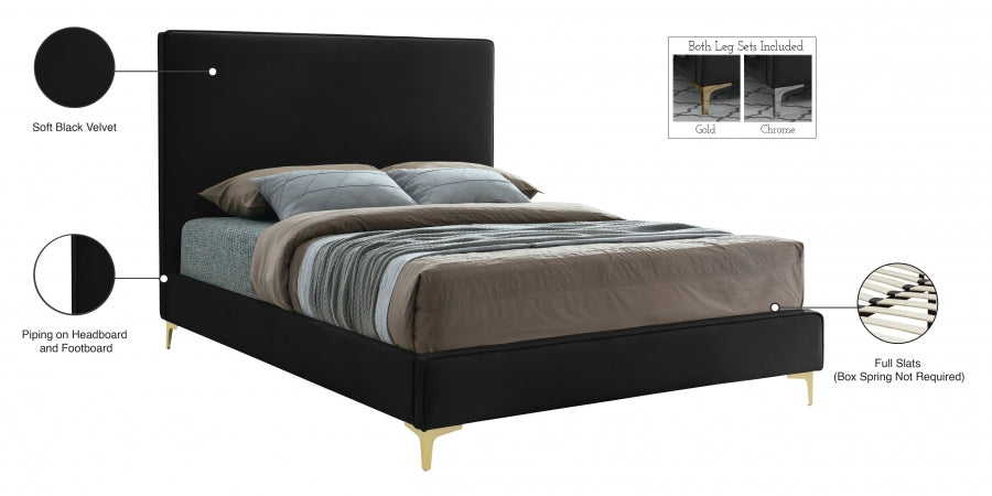 Geri Velvet Full Bed Black - GeriBlack-F