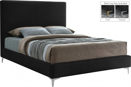 Geri Velvet Full Bed Black - GeriBlack-F