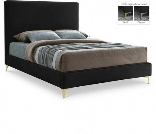 Geri Velvet Full Bed Black - GeriBlack-F