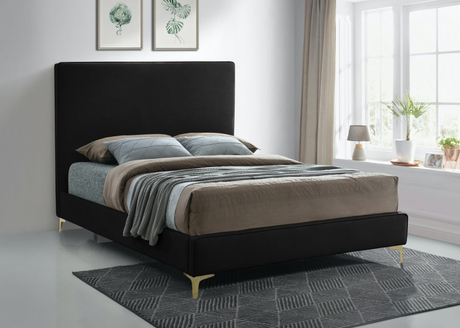 Geri Velvet Full Bed Black - GeriBlack-F