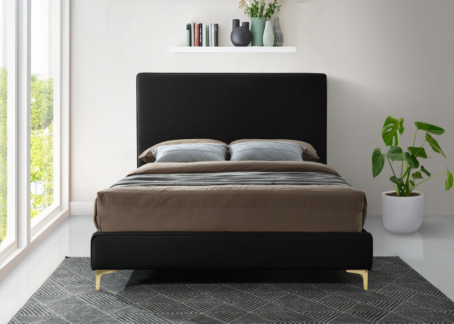 Geri Velvet Full Bed Black - GeriBlack-F