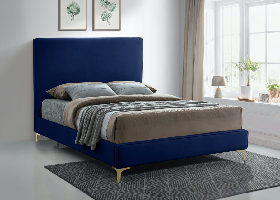 Geri Velvet Full Bed Blue - GeriNavy-F