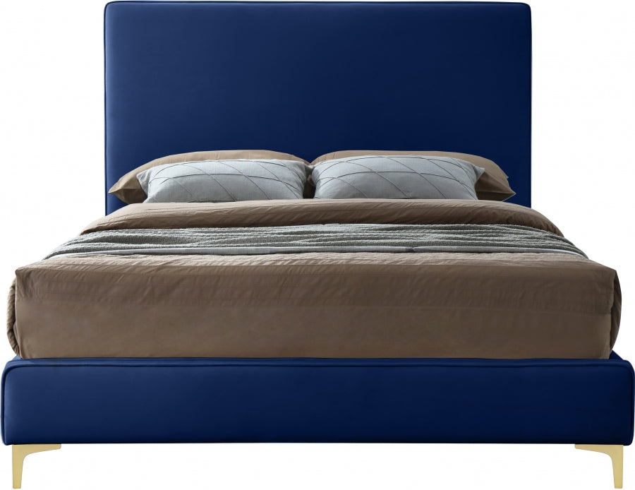 Geri Velvet Full Bed Blue - GeriNavy-F