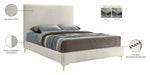 Geri Velvet Full Bed Cream - GeriCream-F