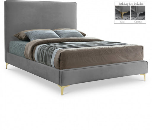 Geri Velvet Full Bed Grey - GeriGrey-F