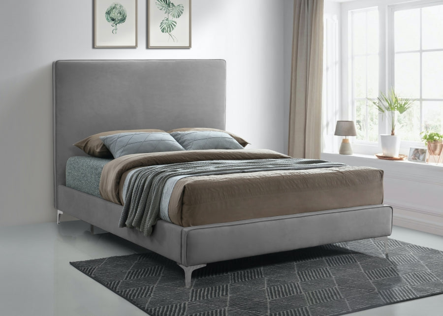 Geri Velvet Full Bed Grey - GeriGrey-F