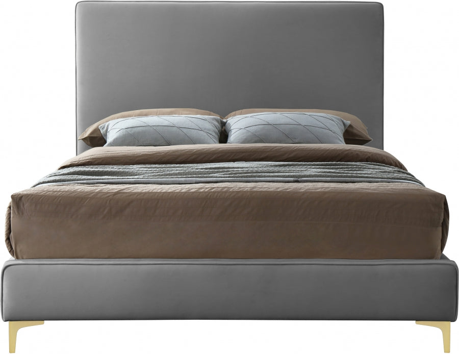 Geri Velvet Full Bed Grey - GeriGrey-F