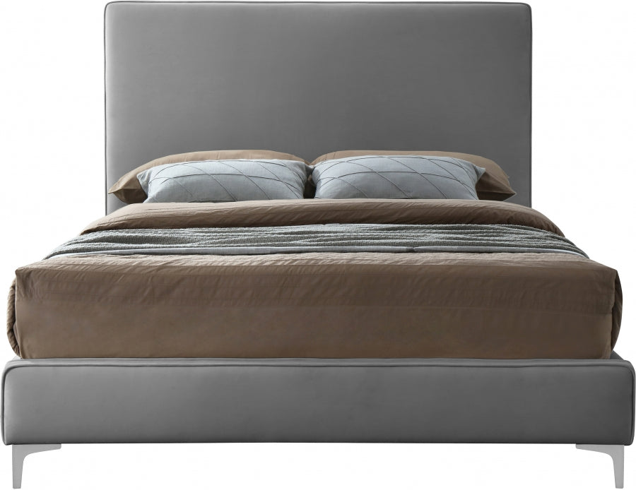 Geri Velvet Full Bed Grey - GeriGrey-F