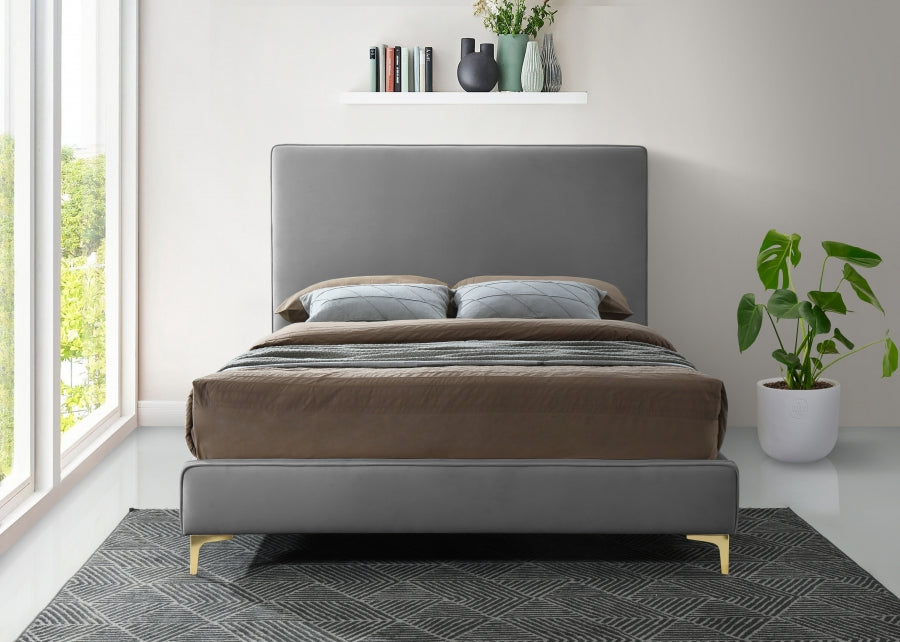 Geri Velvet Full Bed Grey - GeriGrey-F