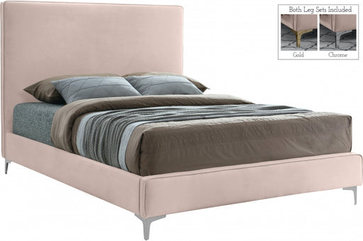 Geri Velvet Full Bed Pink - GeriPink-F