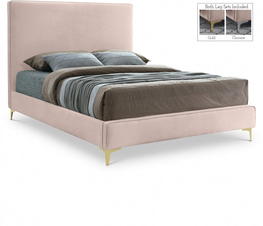 Geri Velvet Full Bed Pink - GeriPink-F