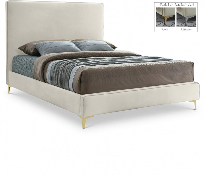 Geri Velvet King Bed Cream - GeriCream-K