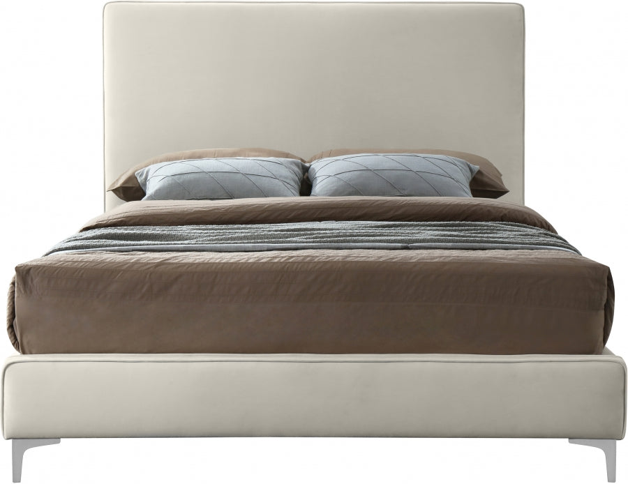 Geri Velvet King Bed Cream - GeriCream-K