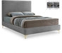 Geri Velvet King Bed Grey - GeriGrey-K