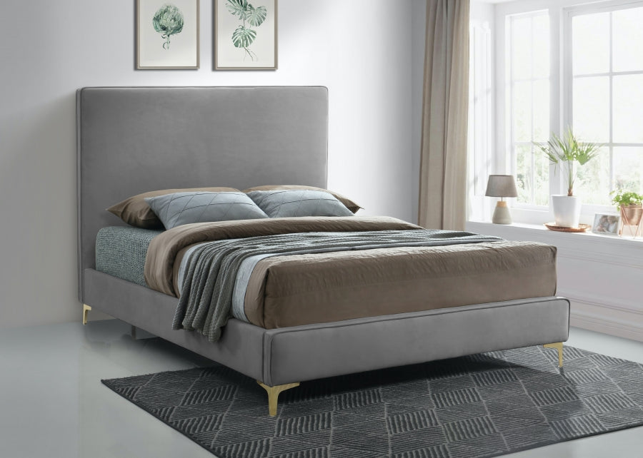 Geri Velvet King Bed Grey - GeriGrey-K