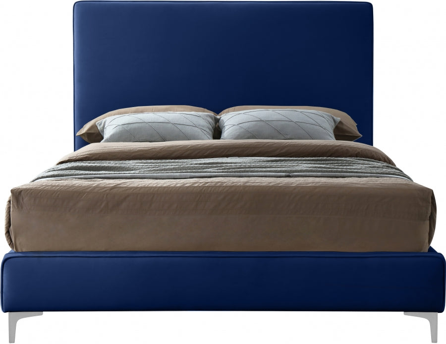 Geri Velvet Queen Bed Blue - GeriNavy-Q