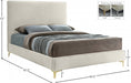 Geri Velvet Queen Bed Cream - GeriCream-Q