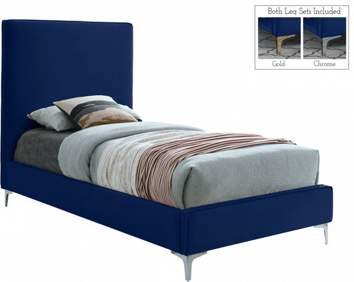 Geri Velvet Twin Bed Blue - GeriNavy-T