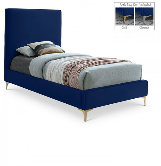 Geri Velvet Twin Bed Blue - GeriNavy-T