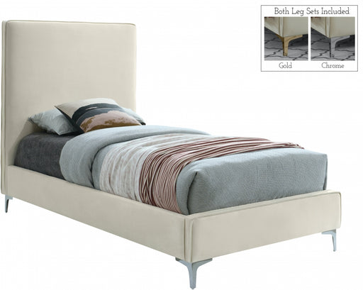 Geri Velvet Twin Bed Cream - GeriCream-T