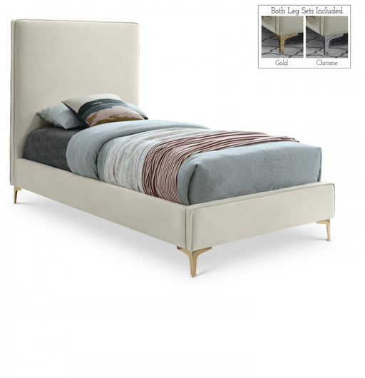 Geri Velvet Twin Bed Cream - GeriCream-T