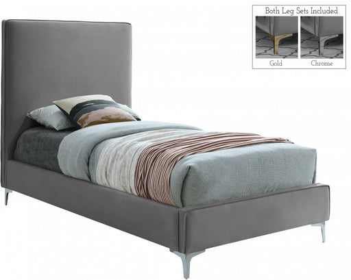 Geri Velvet Twin Bed Grey - GeriGrey-T