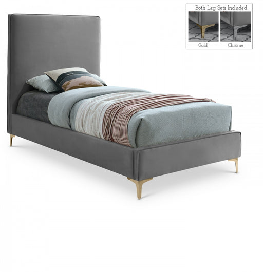 Geri Velvet Twin Bed Grey - GeriGrey-T