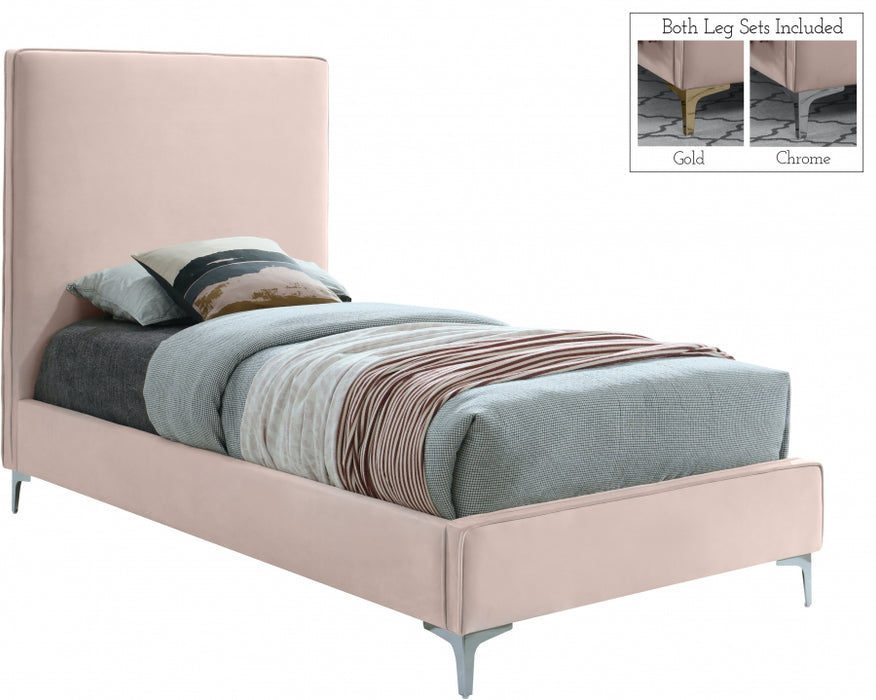 Geri Velvet Twin Bed Pink - GeriPink-T