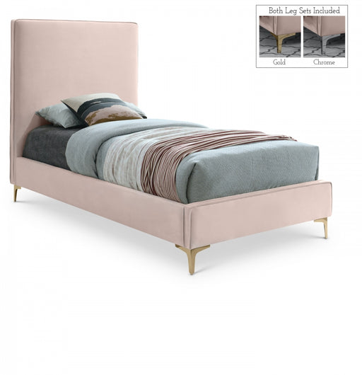 Geri Velvet Twin Bed Pink - GeriPink-T