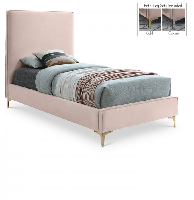 Geri Velvet Twin Bed Pink - GeriPink-T