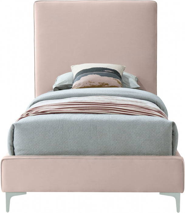 Geri Velvet Twin Bed Pink - GeriPink-T