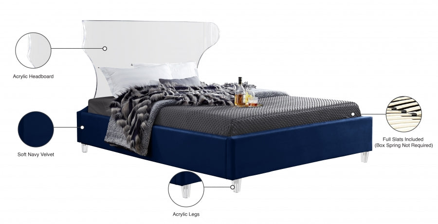 Ghost Velvet Full Bed Blue - GhostNavy-F