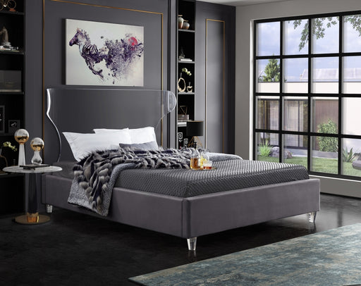 Ghost Velvet Full Bed Grey - GhostGrey-F