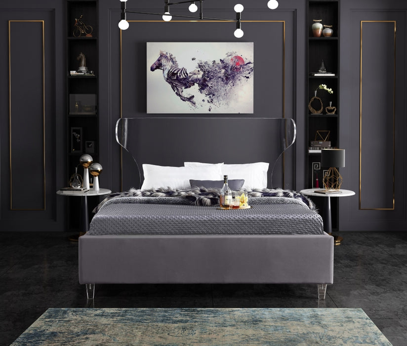 Ghost Velvet Full Bed Grey - GhostGrey-F