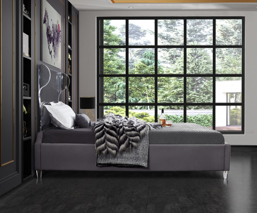 Ghost Velvet Full Bed Grey - GhostGrey-F