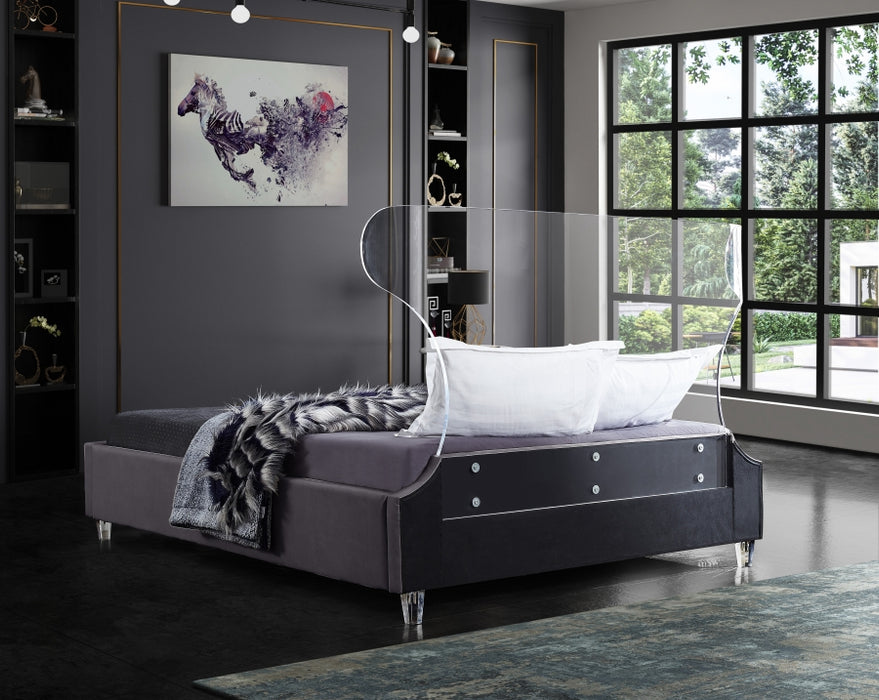 Ghost Velvet Full Bed Grey - GhostGrey-F