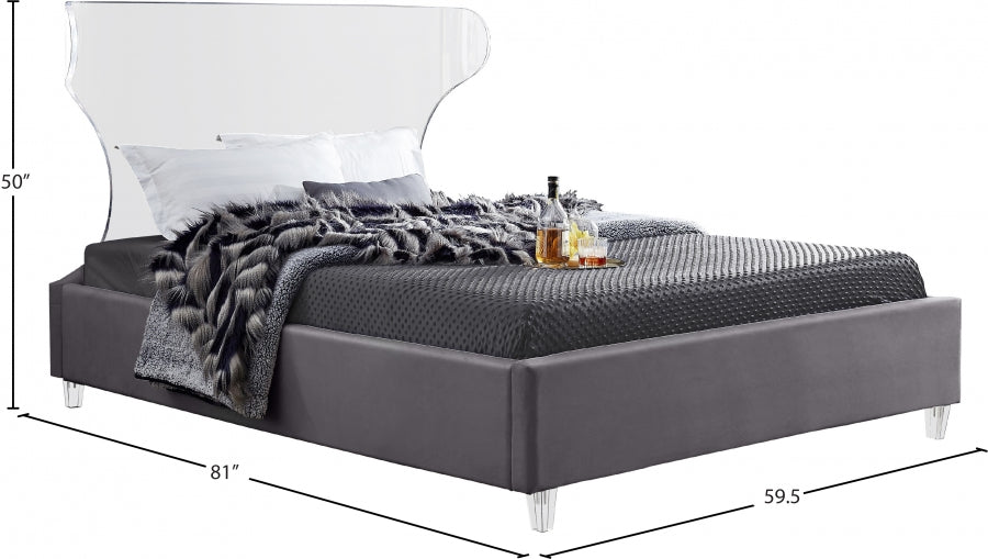 Ghost Velvet Full Bed Grey - GhostGrey-F