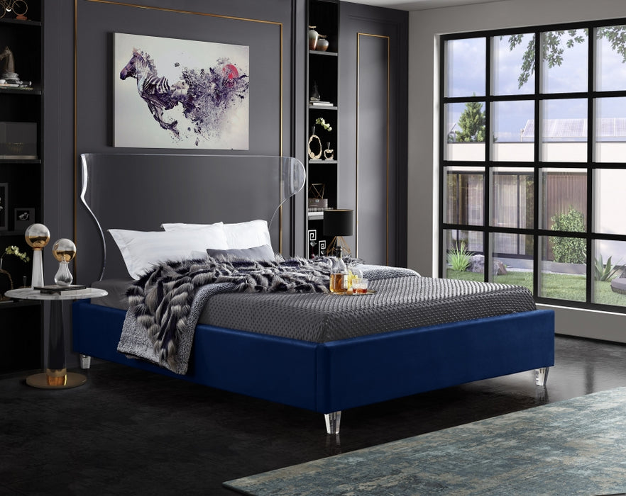 Ghost Velvet King Bed Blue - GhostNavy-K