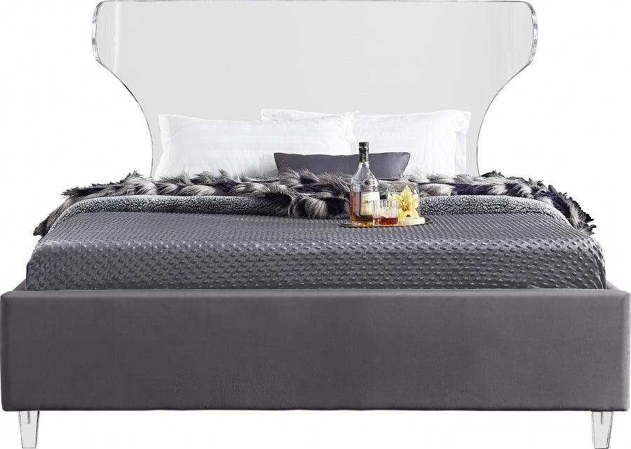 Ghost Velvet King Bed Grey - GhostGrey-K