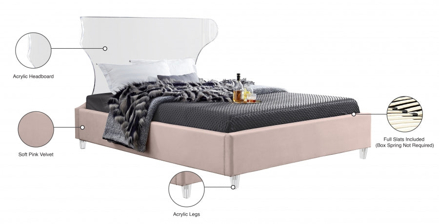 Ghost Velvet King Bed Pink - GhostPink-K