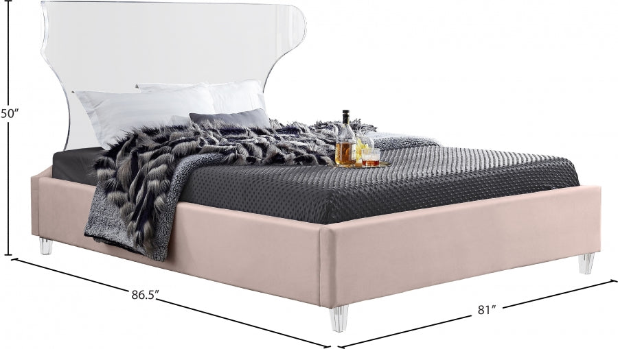 Ghost Velvet King Bed Pink - GhostPink-K