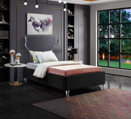 Ghost Velvet Twin Bed Black - GhostBlack-T