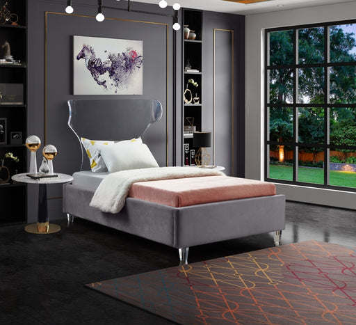 Ghost Velvet Twin Bed Grey - GhostGrey-T