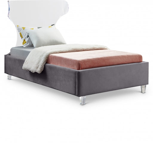 Ghost Velvet Twin Bed Grey - GhostGrey-T