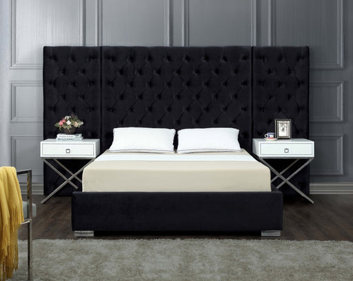 Grande Velvet King Bed (3 Boxes) Black - GrandeBlack-K