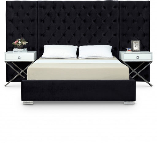 Grande Velvet King Bed (3 Boxes) Black - GrandeBlack-K