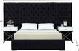 Grande Velvet King Bed (3 Boxes) Black - GrandeBlack-K